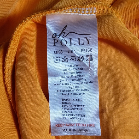 Oh Polly Vibrant Orange Cut Out Bodycon Mini Dress - Picture 7 of 7